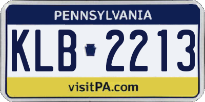 PA license plate KLB2213