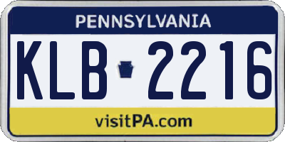 PA license plate KLB2216