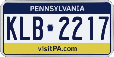 PA license plate KLB2217