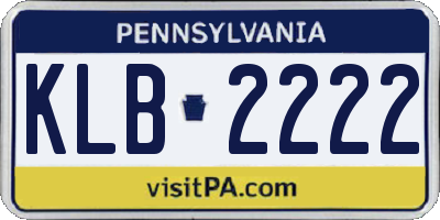 PA license plate KLB2222
