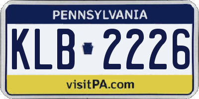 PA license plate KLB2226