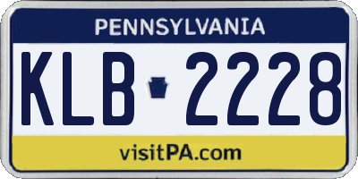 PA license plate KLB2228