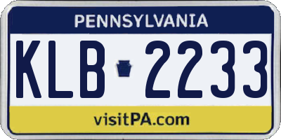 PA license plate KLB2233