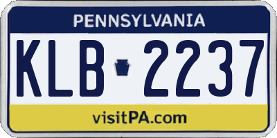 PA license plate KLB2237