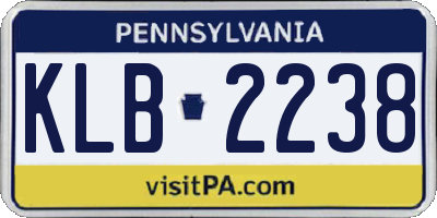 PA license plate KLB2238