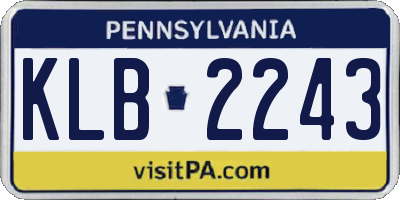 PA license plate KLB2243