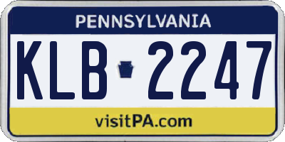 PA license plate KLB2247