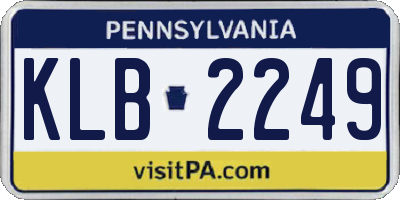 PA license plate KLB2249