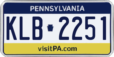 PA license plate KLB2251