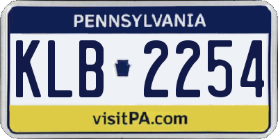PA license plate KLB2254