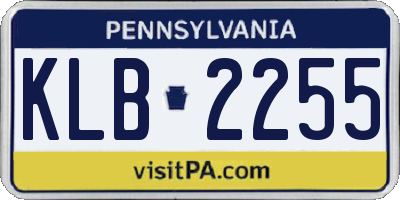 PA license plate KLB2255