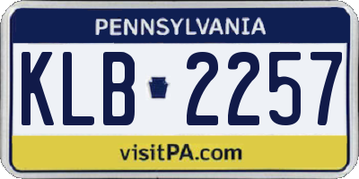 PA license plate KLB2257