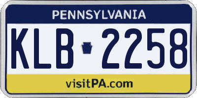 PA license plate KLB2258