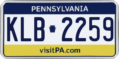 PA license plate KLB2259
