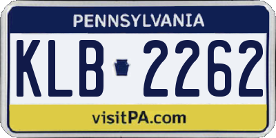 PA license plate KLB2262
