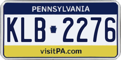 PA license plate KLB2276