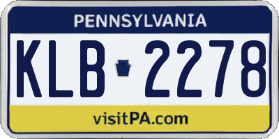 PA license plate KLB2278