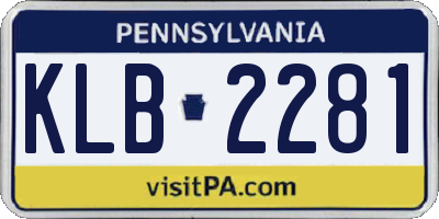 PA license plate KLB2281