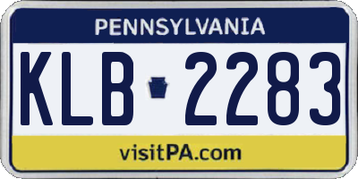 PA license plate KLB2283