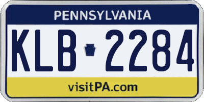 PA license plate KLB2284