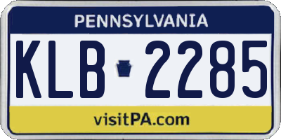 PA license plate KLB2285