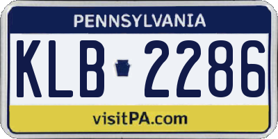 PA license plate KLB2286