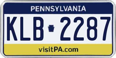 PA license plate KLB2287