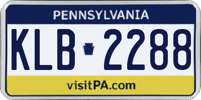 PA license plate KLB2288