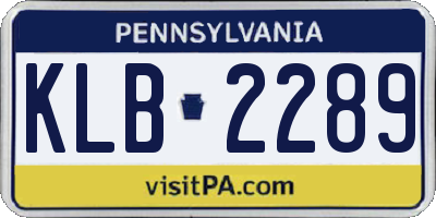 PA license plate KLB2289
