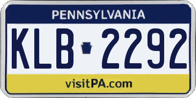 PA license plate KLB2292