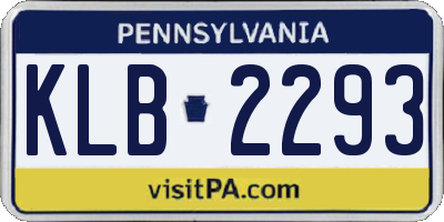 PA license plate KLB2293