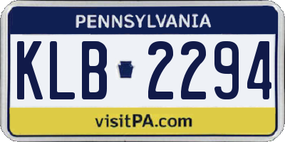 PA license plate KLB2294