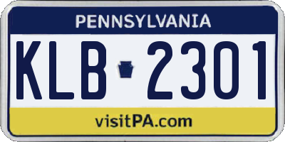 PA license plate KLB2301