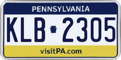 PA license plate KLB2305