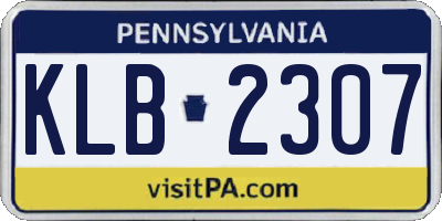 PA license plate KLB2307