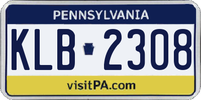 PA license plate KLB2308