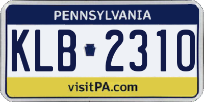 PA license plate KLB2310