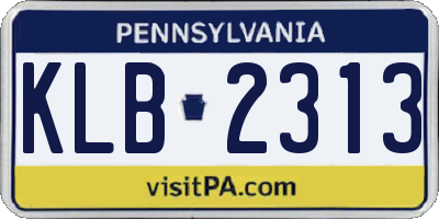 PA license plate KLB2313