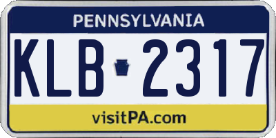 PA license plate KLB2317