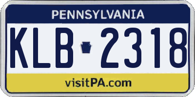 PA license plate KLB2318