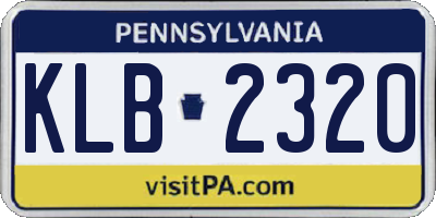 PA license plate KLB2320