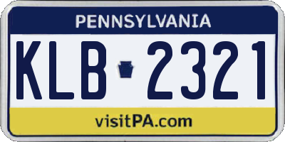 PA license plate KLB2321