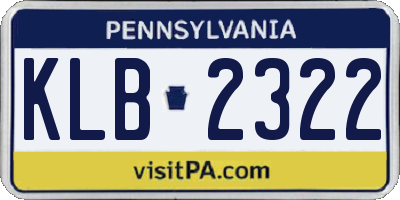 PA license plate KLB2322