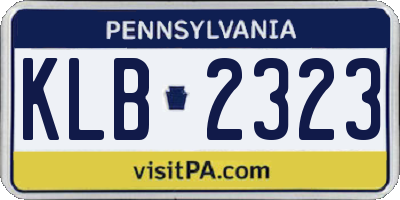 PA license plate KLB2323