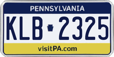 PA license plate KLB2325
