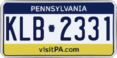PA license plate KLB2331