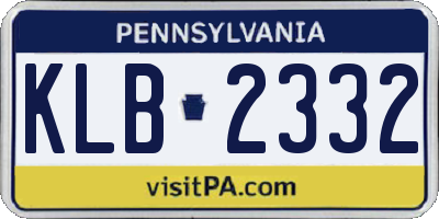 PA license plate KLB2332