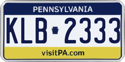 PA license plate KLB2333