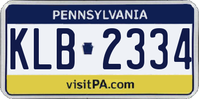 PA license plate KLB2334