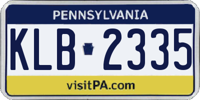 PA license plate KLB2335
